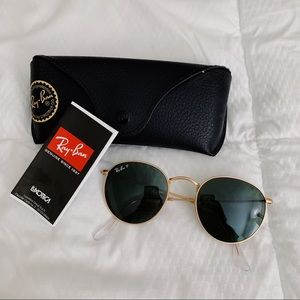 ray-ban polarized round metal sunglasses